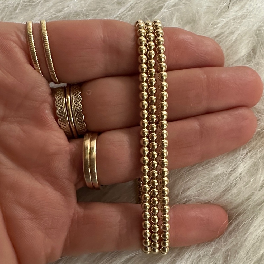 EF Collection Chic Gold Ball Stretch Bracelet -set of 3- original packaging inc - Picture 3 of 12
